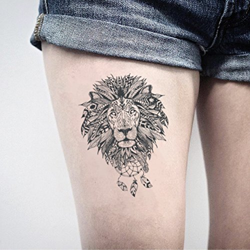 Lion Mandala Temporary Fake Tattoo Sticker (Set of 2)