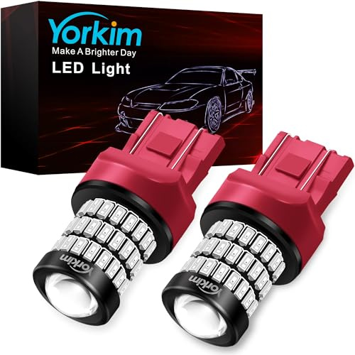 Yorkim Ultra Bright 7440 Led Bulb Red T20 7441 7443 7444 W21W Led Bulb for Backup Reverse Light, Break Light, Tail Light, Turn Signal Light Pack of 2 - Red