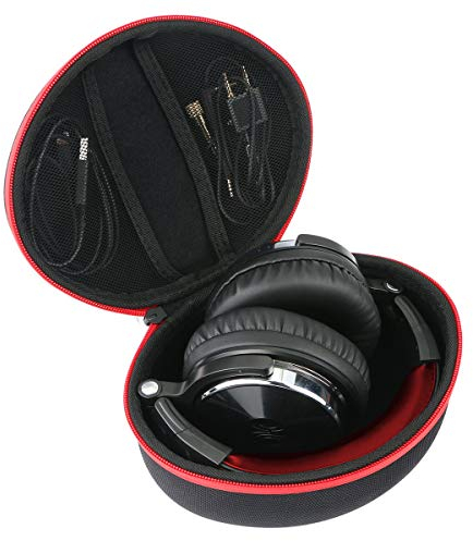 Khanka Headphone Case for OneOdio Over Ear Headphones Closed Back Studio DJ Headphones Bluetooth Headset, Case Only (Red zipper)