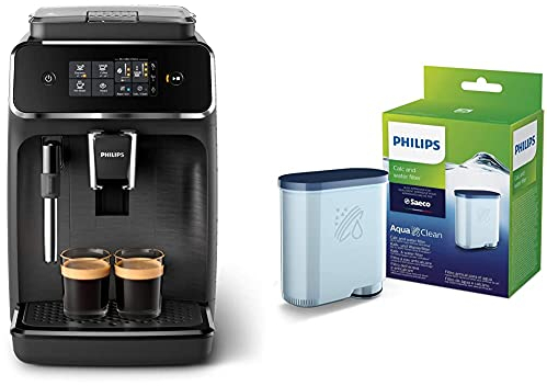 Philips EP2220/10 SensorTouch Benutzeroberfläche Kaffeevollautomat, schwarz/schwarz-gebürstet + Kalk CA6903/10 Aqua Clean Wasserfilter für Kaffeevollautomaten, Kunststoff