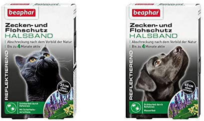 Zecken- & Flohschutz Halsband für Katzen | Zeckenschutz für Katzen | 1 Stk & Zecken- & Flohschutz Halsband für Hunde | Zeckenschutz für Hunde | Reflektierendes Halsband gegen Zecken & Flöhe | 1 Stk