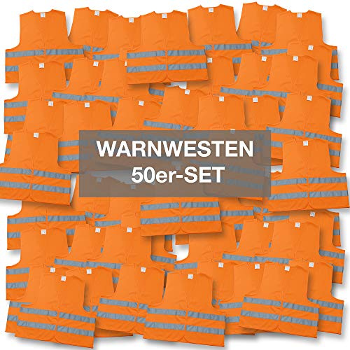 4business 50 x Auto Warnweste orange Erwachsene Unisize EN ISO 20471