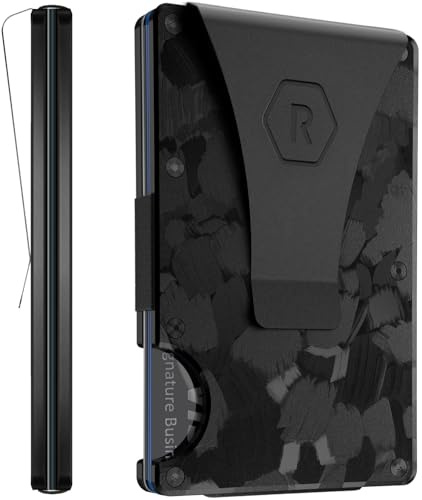 The Ridge Minimalist Slim Wallet for Men – Kreditkartenetui mit RFID-Blockierung auf der Vordertasche – kleine Geldbörsen für Männer aus Aluminium und Metall mit Geldklammer (Carbonfaser)