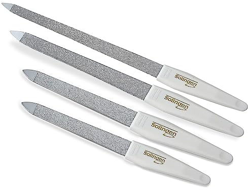 Profi Nagelfeilen Set aus Solingen Maniküre Feilen Made in Germany 2-Seitig Fein/Grob Pediküre Saphirnagelfeilen in verschiedenen Größen zur optimalen Nagelpflege für Hände und Füße (4er Set)