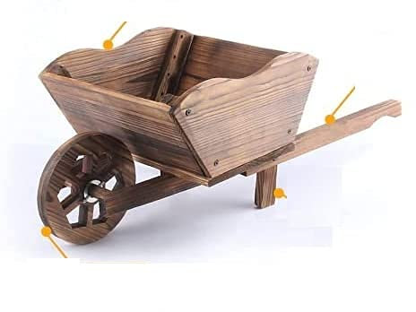 Unibos Wooden Wheelbarrow Planter Rustic Finish Wooden Garden Ornament Heavy Duty Wheelbarrow Decorative Garden Planter