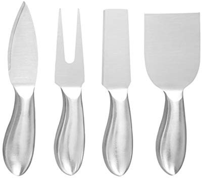 Eljjhah 4pcs / Set Queso Juego de Cuchillos de Acero Inoxidable for Mantequilla Queso Cortador máquina de Cortar Tenedor Kit de Cocina Desayuno útil Utensilios de Cocina (Color : Silver)