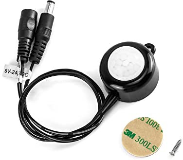 QWORK® 6V-24VDC 5A Interrupteur Détecteur de Mouvement Encastrable avec Capteur de Lumière, Mini-Détecteur de Mouvement Infrarouge PIR pour Bandes à LED