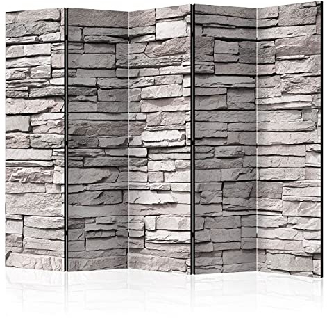 murando Akusticher Raumteiler Ziegel Foto Paravent 225x172 cm beidseitig auf Vlies-Leinwand Bedruckt Akustikschaum Trennwand Spanische Wand Sichtschutz Home Office 3D Effekt Steinwand f-A-0588-z-c