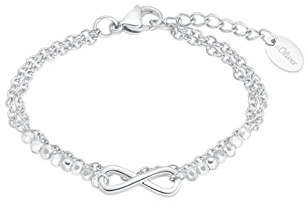 s.Oliver Armband Edelstahl Mädchen Kinder Armschmuck, mit Glas, 14+2 cm, Grau, Infinity, Kommt in Schmuck Geschenk Box, 2034972