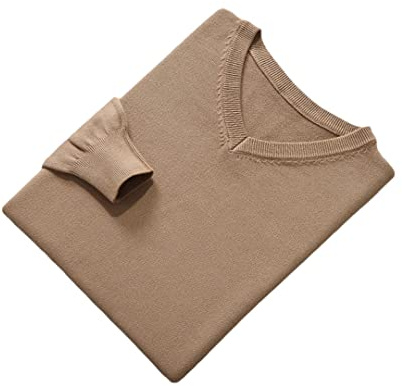 Vogrtcc Herrtröjor v-ringade långärmade pullovers enfärgade ullstickade tröjor Ulltröja Herr Kläder, Khaki, M