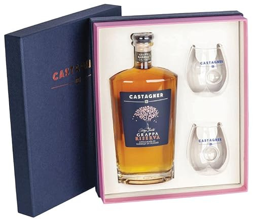 CASTAGNER GRAPPA BARRICATA DI CILIEGIO RISERVA 70 CL CON 2 BICCHIERI IN CONFEZIONE REGALO