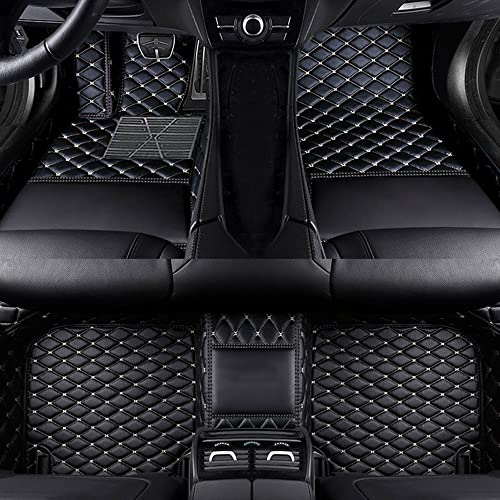 Benutzerdefinierte Auto Fußmatten Anpassbare 95% Auto Modell PU Leder Allwetter Wasserdichter Rutschfester Diamant voller bedeckter Schutz Advanced Performance Liners(Schwarz-beige)