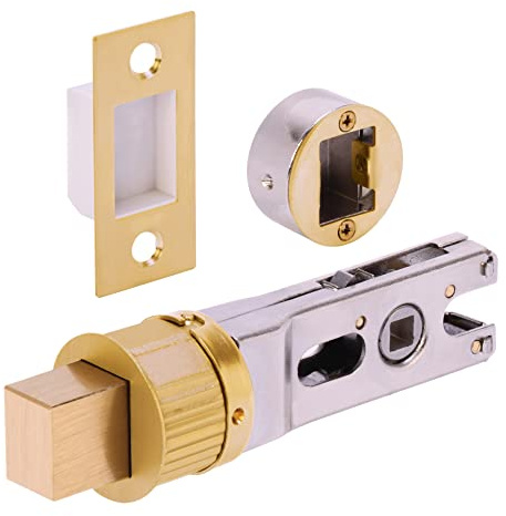 HANDLEZONE® 76mm Bullet Bolt, Round Designer Mortice Deadbolt, Catch for Internal Timber Doors - Satin Brass - 57mm Backset