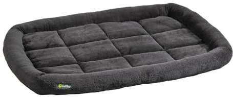 Farm-Land Hundebett Anthrazit 95 x 65 cm mit Kuscheliges Plüsch-Obermaterial aus Polyester und Rutschfester Unterseite für Hunde