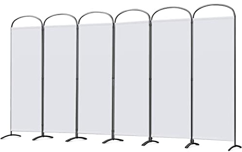 Angel Living skärm 6-delad vikbar rumsavdelare fristående avskiljningsskärm rumsavdelare skiljevägg skärm för kontor, balkong, sovrum, trädgård, 336cm x 182cm vit