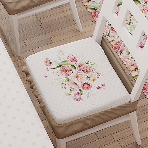 PETTI ARTIGIANI ITALIANI – Juego de 2 Cojines para Sillas de Comedor con Elástico, Fundas Silla Comedor y Cocina, Microfibra, 40x40 cm, Diseño Lunares Tórtola, Hecho con Amor y Pasión en Italia