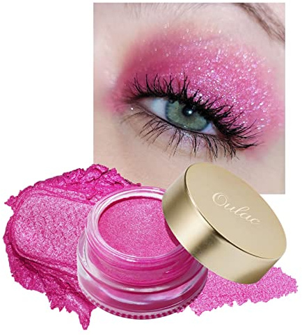 Oulac Glitter ögonskugga ros | högpigmenterad krämögonskugga | vattentät och hållbar | Metallisk skimrande finish | Bländbar och rynkfri ögonmakeup | Vegan & Cruelty-Free|06 g (09)