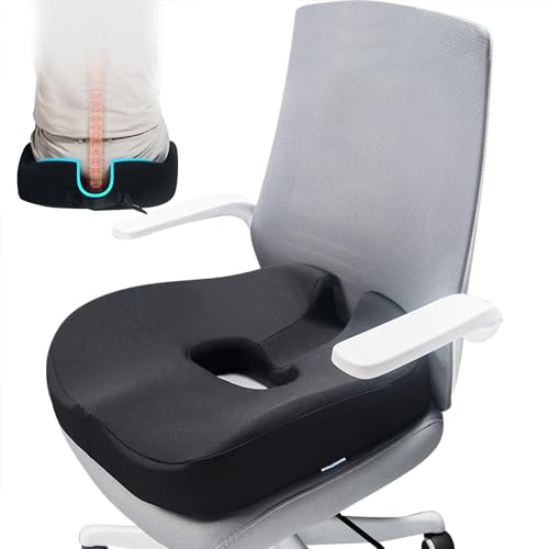 Sitzkissen Stuhl,Sitzkissen Bürostuhl,Memory Foam Sitzkissen Orthopädisch für Steißbein Ischias Hämorrhoiden Rückenschmerzlinderung,Ergonomisches Sitzkissen Donut Kissen Sitzkissen Auto(Schwarz)