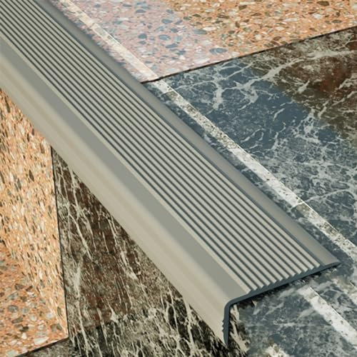 Abschlussleiste Selbstklebend Treppenkantenprofil Vinyl Übergangsprofil Treppenkantenprofil Selbstklebend Antirutsch L-Form Winkelprofil Selbstklebend Klebemontage ( Color : Grey , Size : 4*10CM_1.4M/