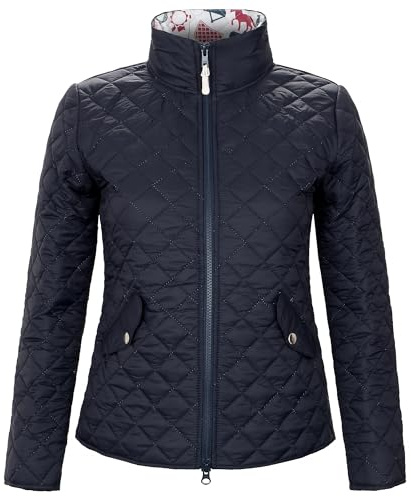 START Veste d’équitation junior matelassée, col montant, doublure motif cheval – veste légère coupe-vent pour fille/garçon - Ruby (bleu foncé, 164 cm)