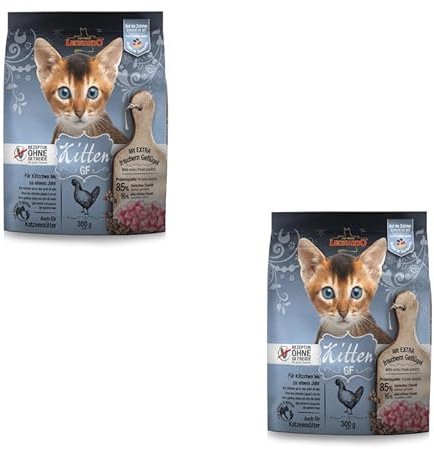 LEONARDO Kitten GF | Doppelpack | 2 x 300 g | Trockenfutter für Kitten | Empfohlen zur Unterstützung Einer gesunden Verdauung | Optimale Krokettenform