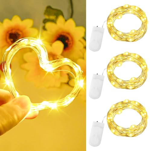 Dalugo LED Lichterkette mit Batterie, 3er Pack 2m Warmweiß