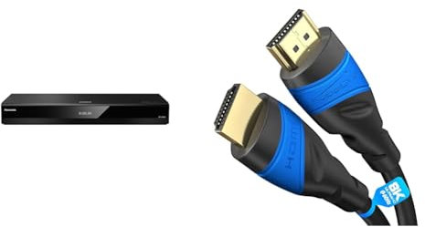 Panasonic DP-UB820EB 4K Ultra HD Blu-ray Player & HDMI Cable 8K / 4K – 3m – with A.I.S Shielding – Designed in Germany