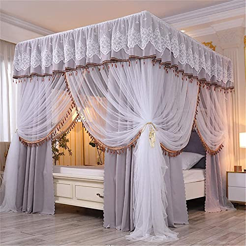 GLMGBP Moskitonetz, Vier-Eck-Pfosten-Baldachin, Prinzessin-Moskitonetz, 3 seitliche Öffnungen, Pfostenbett, Himmelbett, Mädchenbettwäsche, A03, 1,8 x 2,2 m Bett