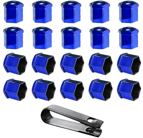 KANDUJIMU 20 PCS Wheel Nut Covers Bolt Caps, 19mm Wheel Lug Bolt Covers Caps with Removal Tool, Auto Hub Screw Bolt Head Tire Protector, Universal Vehicle Exterior Decor Accessories (Blue)