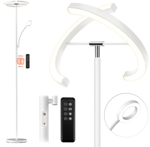 FIMEI Lámpara de Pie 29w, con Control Remoto y Táctil, 3000K-6000K Temperatura de Color & Atenuación Continuas, Moderna Lámpara de Lectura para Sala de Estar, Dormitorio, Oficina