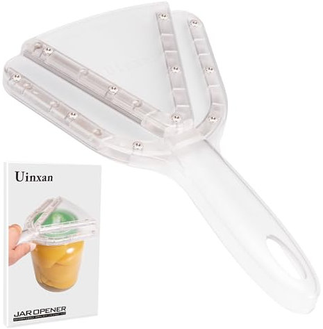 Uinxan Jar Opener for Weak Hand & Seniors with Arthritis,Easy Twist Off Bottle Caps,Patent | Unique Kitchen Gadgets,Handheld Lid Top Open for Elderly/Women/Men (Transparent)