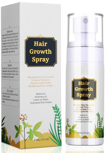 Natürliches Haaröl Spray zum Haarwachstum Beschleunigen mit Batana Öl Rosmarinöl Rizinusöl Reiswasser Biotin und Koffein, Verdichtendes Haarölspray für Männer und Frauen 60 ml