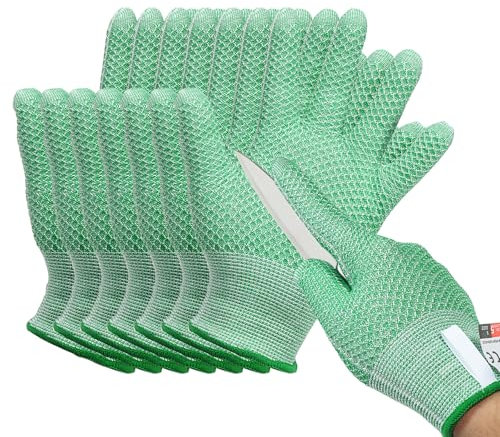 PATIKIL Cut Resistant Gloves, 4 Pair Level 5 Protection Cutting Gloves Anti Cut Kitchen Work Glove for Mandolin Slicing Oyster Shucking Whittling Wood Carving, Green, Small