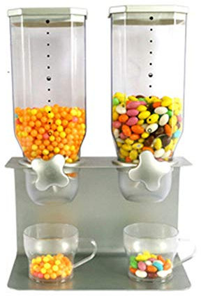 Dispensadores de alimentos Dispensador de alimentos secos para cocina con almacenamiento Dispensador de cereales doble Caja contenedora Máquina para avena Dulces Granola Nueces Granos de café Arroz