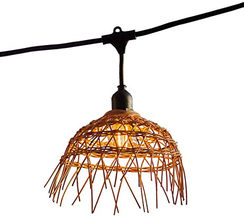 Ghirlanda luminosa esterna collegabile 18 m con 40 lampadine LED filamento E27 bianco caldo HAWAII LIGHT Paralume polyrattan bohemien