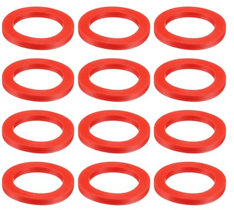QUARKZMAN 12 Stück Solide Silikon Flachdichtung DN20 2-19/32 OD x 2 ID x 1/4 Dicke Große Unterlegscheiben O-Ring Dichtungsdichtungen, Industrielle Flache Gummispacer, Rot