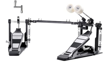Doppel-Bassdrum-Pedal, Einzelketten-Fußmaschine für Bassdrum, V-SC-FK15 | Doppel-Bassdrum-Pedal mit Einzelkette, Sanfte Ansprache, Stabile Basis, Einstellbare Performance für Bassdrum