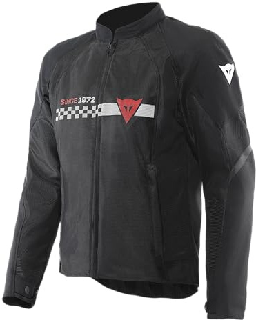 Dainese - Herosphere Air Tex Jacket, Chaqueta De Moto De Tejido, Ventilada Y De Verano, Hombre, Negro/Blanco/Rojo, 54