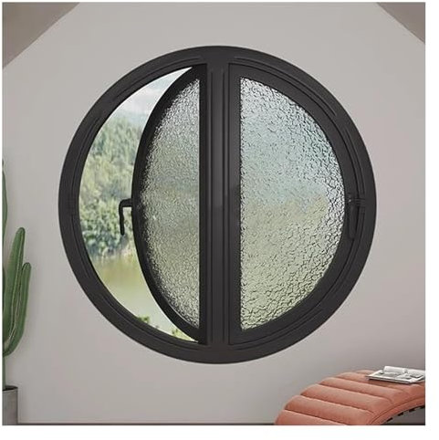 Fenêtre Fenêtres Rondes À Cadre En Aluminium, Fenêtre De Remise Rotative À 180 °, Fenêtres À Battants Ventilées À Deux Côtés De Remplacement Pour Grenier, Sous-sol, Entrepôt(60cm/23.62in)