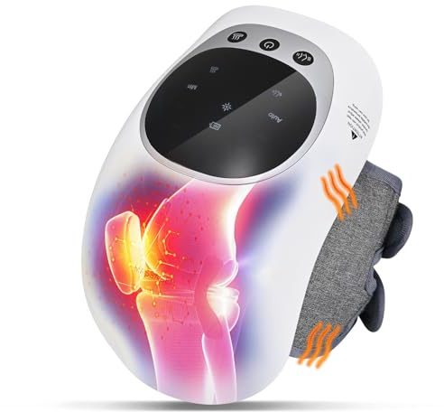 Knie Massagegerät, kabelloses KnieMassagegerät mit Rotlichtheizung, 40 ​​cm Klettverschluss, Vibrationsmassage, Touchscreen-LED, Typ-C Ladeanschluss, Linderung von Knieschmerzen für Vatertag​