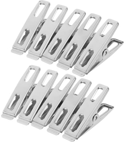 BESTYASH Lot de 10 Pinces à Linge Coupe-Vent en Acier Inoxydable, Petites Pinces Plates, Résistantes Et Compactes, pour Suspendre Vêtements Et Couettes, Usage Maison Et Voyage