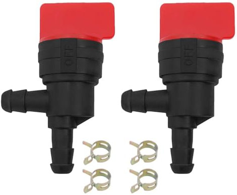 TopHomer Lot de 2 valves d'arrêt de carburant universelles à 90 °, robinet de carburant en ligne avec pinces, interrupteur Petcock en plastique, accessoire de tondeuse à gazon
