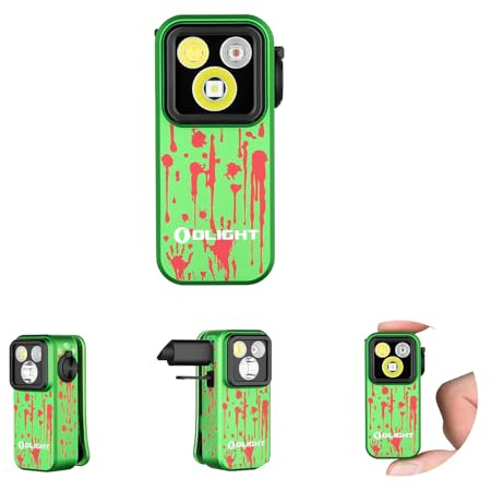 OLIGHT Oclip Pro uppladdningsbar EDC ficklampa 500 LM kompakt bekväm laddning USB C magnetisk bärbar för nattarbete verktyg (zombiegrön)