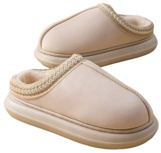 Mayamiyasa Zapatillas de Estar por Casa Mujer Invierno Zapatillas sin cordones con suela gruesa Peluche Cálido Pantuflas Memory Foam Comodas Confortables Antideslizante Interior Exterior, 40-41
