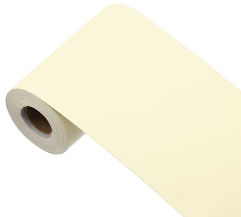 QUARKZMAN 393x3.9 Papier Peint Jaune Crème Papier Adhésif Jaune Uni | Décollable, Vinyle Autoadhésif, Revêtement Mural Décoratif