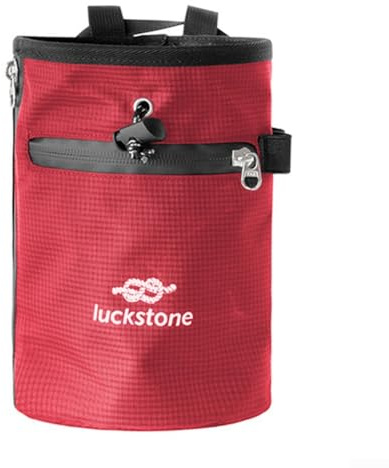 Oniissy Sac à craie pour escalade et haltérophilie avec design anti-fuite, matériau imperméable, intérieur doublé en polaire, ceinture réglable et mousqueton pour l'extérieur (rouge)