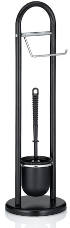 kela Fabio toalettset – toalettborste med hållare, plast svart, 19 x 65 cm
