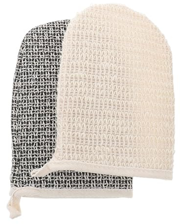 Cabilock 2 Stück Peeling Handschuhe Doppelseitig Sisal Körperpeeling Handschuh für Damen und Herren Tiefenreinigung Massage Waschhandschuh Bad Spa