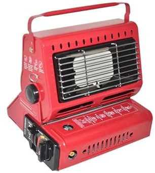 Riscaldatore a gas combinato da 1300 W campeggio portatile Gamma di Riscaldamento Cottura a esterno Viaggio Piede Area picnic Pioggia(Red)