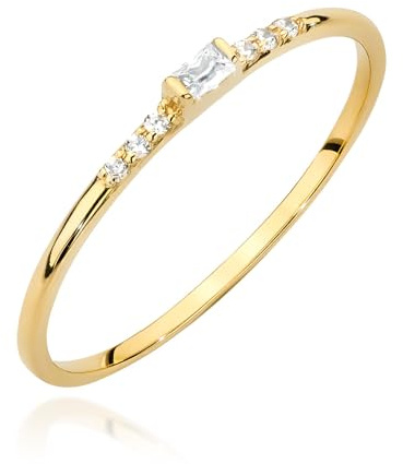 MARKO Echtgold 333 (8 Karat) Damenring – Goldring mit rechteckigem Stein in 6 Farbvarianten | Vielseitiger Vorsteckring, Verlobungsring | Echt Gold Ring für Freundin